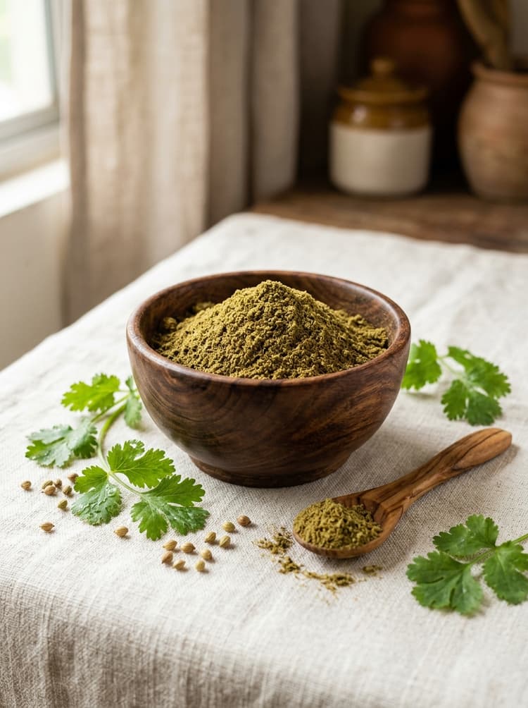 Dhaniya Powder with fresh coriander
